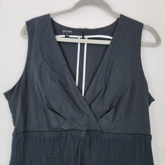 Escada Dress Womens 44 US 14 Faded Black Sleeveless V Neck Bubble Hem Sport - Picture 2 of 13